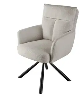 Estila Designová moderní otočná židle Dover s béžovým čalouněním a černýma nohama 93cm