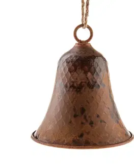 Kovový závěsný zvonek 17 cm, barva měděná, rustik