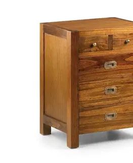 Estila Luxusní noční stolek Star ze dřeva Mindi hnědé barvy s pěti zásuvkami 65cm