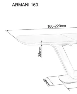 Signal Rozkládací jídelní stůl ARMANI CERAMIC | černý mat 90 x 160 cm Barva: černý mat