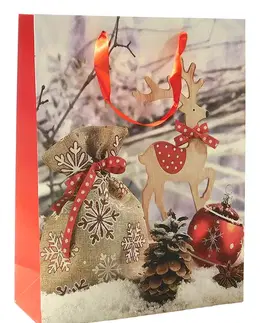 PROHOME - Dárková taška vánoční 25,5x33x10cm