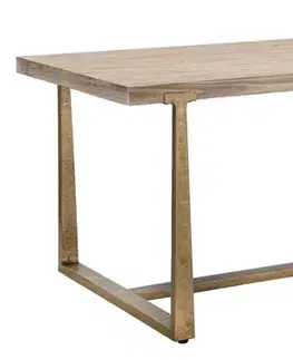 Estila Venkovský obdélníkový masivní hnědý jídelní stůl Raner s hranatými nožičkami s vintage efektem vymyté barvy 150 cm