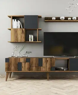 Televizní stěna Madrid Anthracite and Walnut