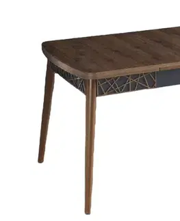 Extendable Dining Table Amalfi Motif - Walnut