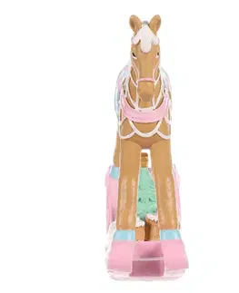 Vánoční dekorace Houpací koník, růžová, polyresin, 17 cm