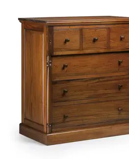 Estila Koloniální luxusní komoda M-VINTAGE z masivního dřeva hnědé barvy se šesti zásuvkami 110cm