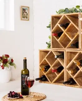 Estila Designová masivní vinotéka Wissimo z mangového dřeva hnědé barvy s kapacitou 8 lahví 40cm