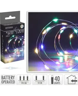 Světelný drát Silver lights 40 LED, barevná, 195 cm