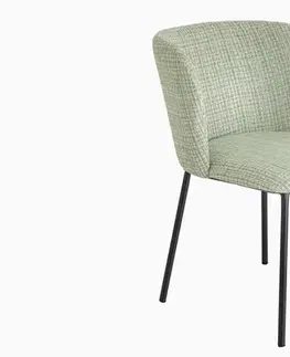 Estila Designová retro jídelní židle Olive v jemné pastelové zelené barvě s černými nožičkami 75 cm
