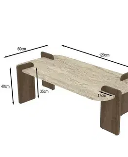 Konferenční stolek Asha Grand - Travertine, Walnut, 