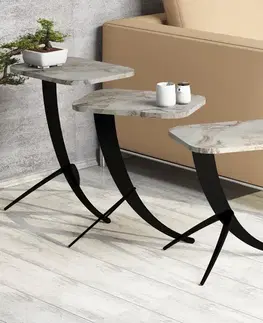Sada odkládacích stolků (3 kusy) Pion - White Marble