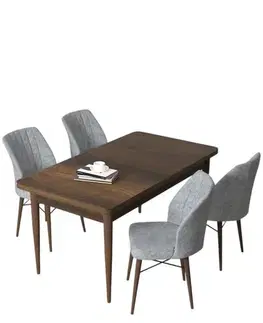 Dining Table & Chairs Set (5 Pieces) Arp - Baroque, Grey