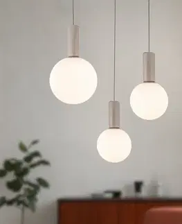 Lampa wisząca Testa beżowa potrójna białe klosze kule nad stół