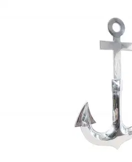Estila Glamour nástěnná dekorace Anchor ve stříbrné barvě ve tvaru kovové kotvy s lesklým povrchem pro zavěšení 70 cm