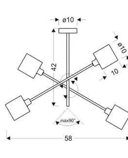 Závěsná stropní lampa v saténově niklové barvě, 4x40W Sax