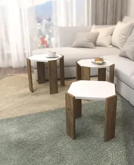 Konferenční stolek Lori - White, Walnut