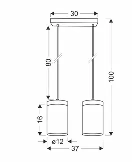 Závěsná lampa Wels 2X40 černá + dřevěné kouřové stínidlo