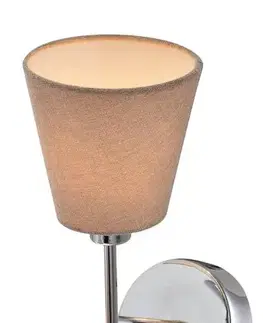 Chromová nástěnná lampa s kuželovým látkovým stínidlem E14 Vox