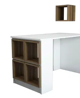 Psací stůl Box - White, Walnut
