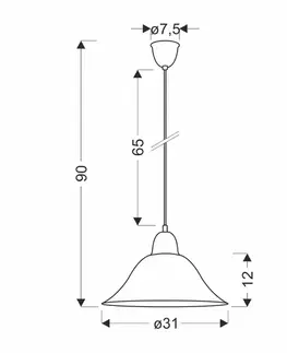 Závěsná lampa Rubi Patina 1X60W E27 Stínidlo Bílá Alabastr