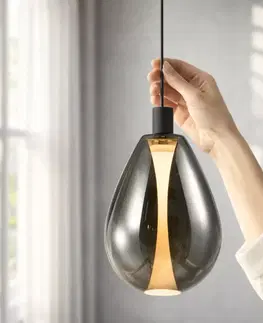 Lampa wisząca Denso 20 szklana czarna z kloszem dymionym nad stół do jadalni