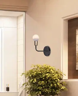 Černá kovová nástěnná lampa bez stínidla Spill