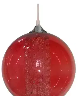Závěsná lampa červená 1xE27 50cm ALLANI S KRYSTALY