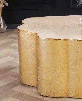Estila Art deco konferenční stolek Stobio II ve zlaté barvě z kovu bez nožiček 70cm