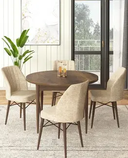 Dining Table & Chairs Set (5 Pieces) Rox - Baroque, Cream