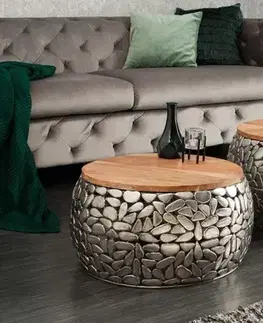 Estila Extravagantní set dvou konferenčních stolků Riverstone stříbrná