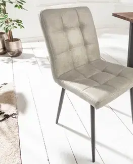 Estila Designová čalouněná jídelní židle Modena z mikrovlákna v šedé barvě 87cm