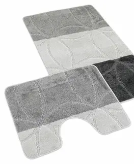 Kvalitex Sada koupelnových předložek Geometrie šedá, 60 x 100 cm, 60 x 50 cm