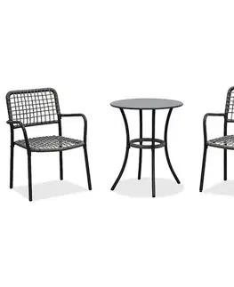 Autronic Zahradní set 1+2, kov, polyratan, šedá, AZ-L1103 GREY