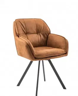 Estila Retro stylové křeslo Odo 85cm hnědé s područkami