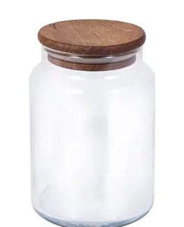PROHOME - Dóza 890ml sklo s dřevěným víkem