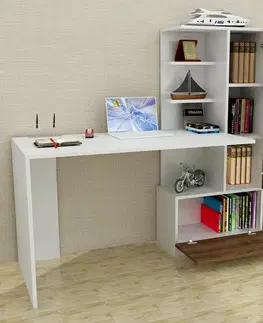 Pracovní stůl Merinos White and Walnut