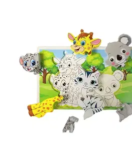 Rappa Dřevěné puzzle zvířátka, 8 dílků
