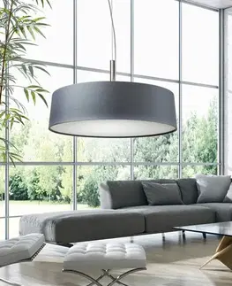 Stříbrnošedá závěsná lampa, tkané stínidlo, 3x60W, Blum
