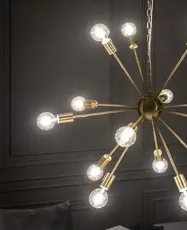 Estila Art-deco designový lustr Astra zlaté barvy ve tvaru paprsků 87cm