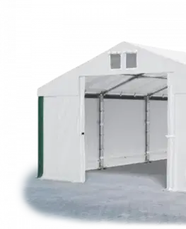 Skladový stan 5x10x2,5m střecha PVC 560g/m2 boky PVC 500g/m2 konstrukce ZIMA PLUS Bílá Bílá Zelená