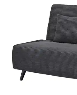 Estila Designové skandinávské rozkládací křeslo Kurt tmavě šedé barvy s manšestrovým potahem 100 cm