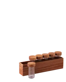 Kořenky ve stojanu set 7 ks Akát 32,9 x 6 x 11,6 cm – FLOW Wooden - 593716