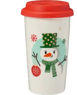 Kameninový kelímek s víčkem Sněhulák 400 ml
