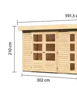 Dřevěný zahradní domek KERKO 5 s přístavkem 280 Lanitplast