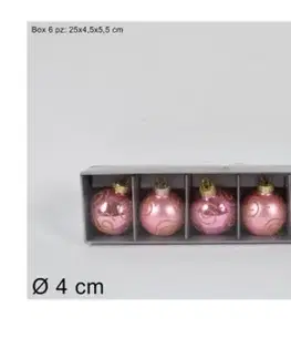 PROHOME - Koule vánoční 6ks růžové