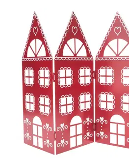 Vánoční kovová dekorace Three houses červená, 68 x 39 x 2,5 cm