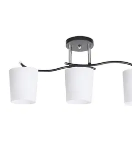 Stropní lampa Esnyr, chrom+černá, 3x40, E27, bílé stínidlo