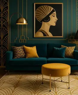 Taburet SOFT Deco, hořčicově žlutý samet