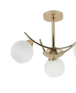 AMOS Zlatá závěsná lampa 3x40W E27 bílé stínidlo