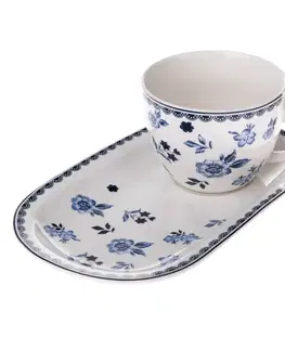 Porcelánový hrnek s podnosem Floral, 365 ml